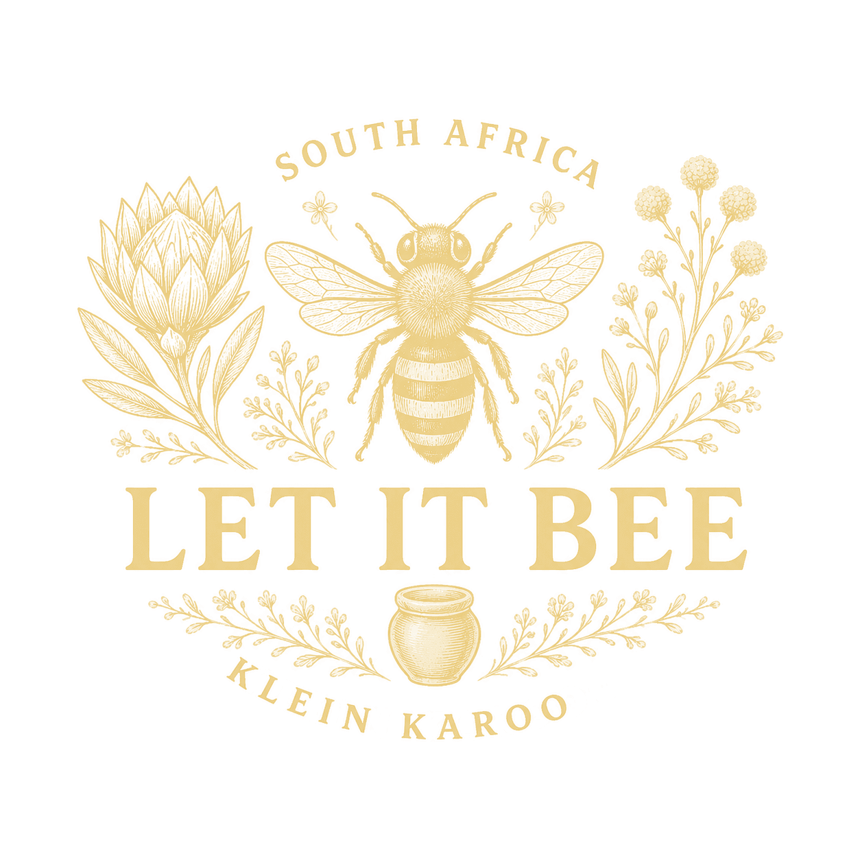 Let It Bee emblem in a single gold tone.